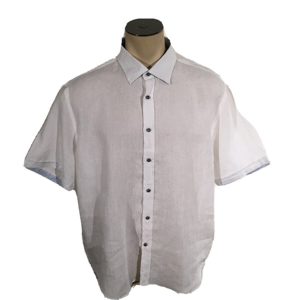 Report Collection White 100% Linen Shirt XXL
